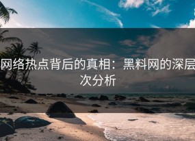 网络热点背后的真相：黑料网的深层次分析