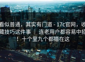 看似普通，其实有门道 - 17c官网，收藏技巧这件事 ｜ 连老用户都容易中招！十个里九个都错在这
