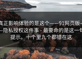 真正影响体验的是这个——91网页版——隐私授权这件事 - 最要命的是这一句提示。十个里九个都错在这