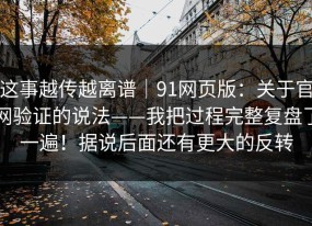 这事越传越离谱｜91网页版：关于官网验证的说法——我把过程完整复盘了一遍！据说后面还有更大的反转
